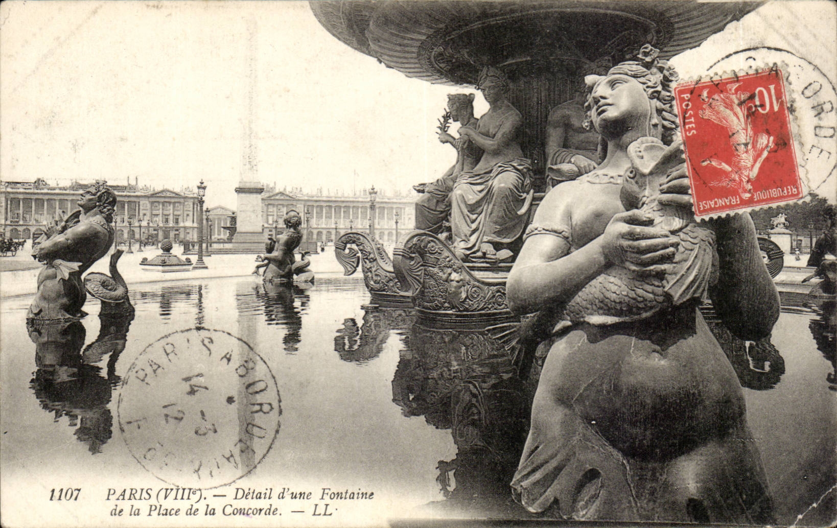 Paris - 8 - Detail d'une Foontaine de la Place de la Concorde CPA 