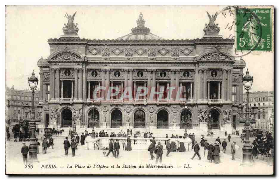 Paris - 9 - La Place de l'Opera et la Station du Metropolitain CPA 