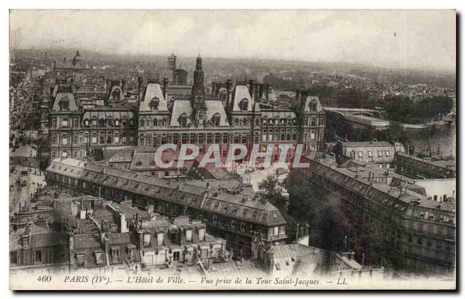 Paris - 4 - L'Hotel de Ville - Vue prise de la Tour Saint Jacques - CPA 