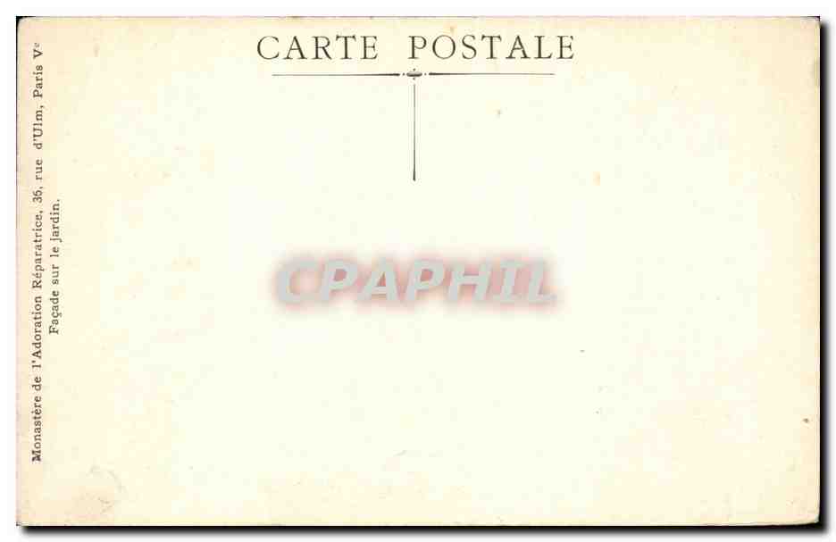 Paris -5 - 35 rue d'Ulm - Monastere de l'Adoration Reparatrice - CPA  — Rückseite