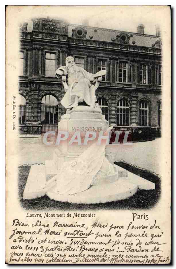Paris - 1 - Louvre - Monument de Meissonier - CPA 