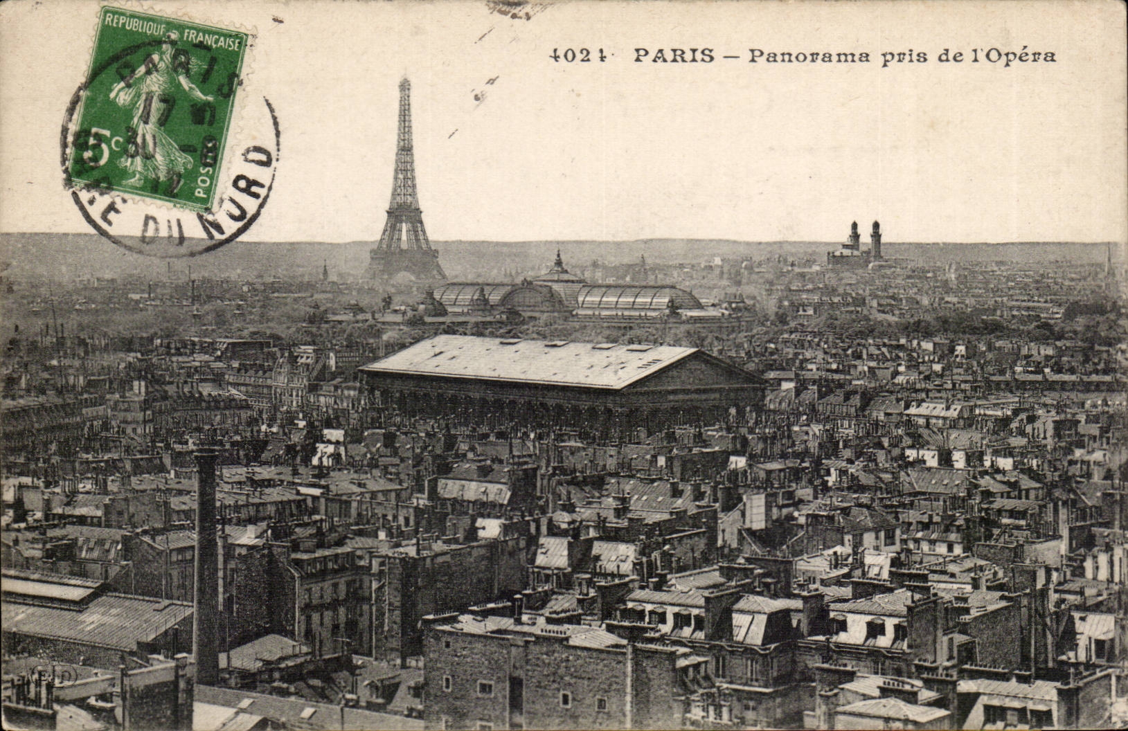 Paris - 9 - Panorama pris de l'Opera - Tour Eiffel - CPA 