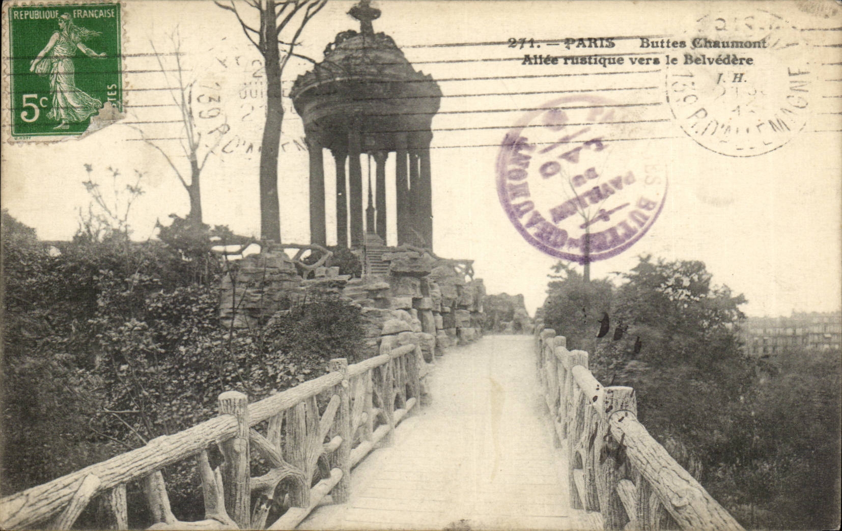 Paris - 19 - Buttes Chaumont - Allee rustique vers le Belvedere - CPA 