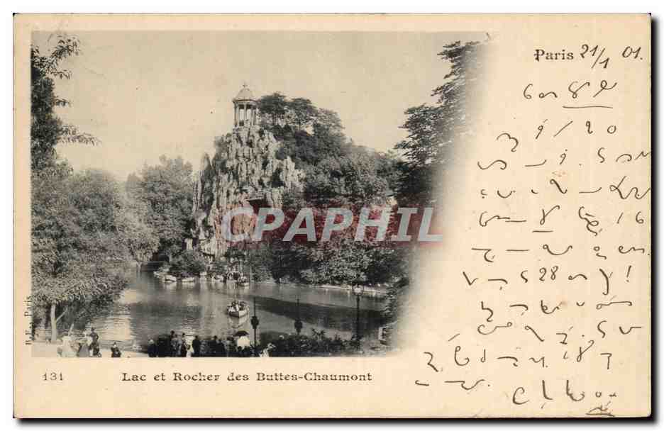 Paris - 19 - Lac et Rocher des Buttes Chaumont - CPA 