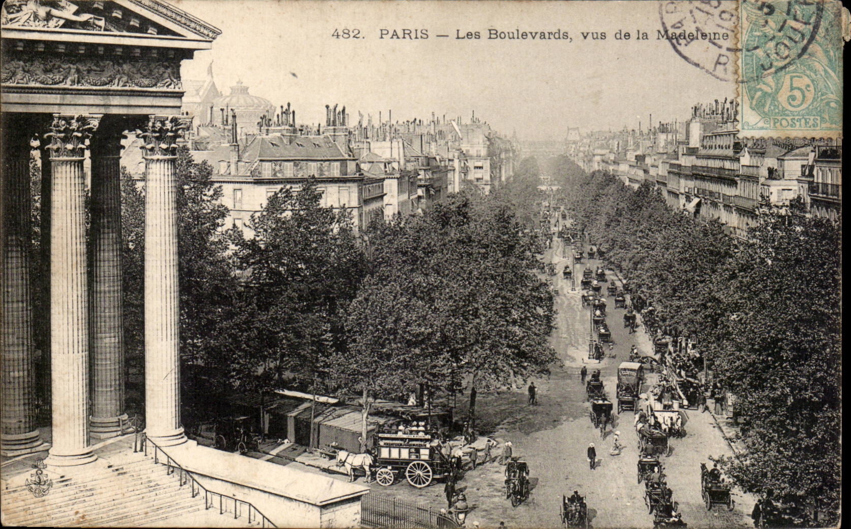 Paris - 8 - Les Boulevards - vue de la Madeleine - CPA 