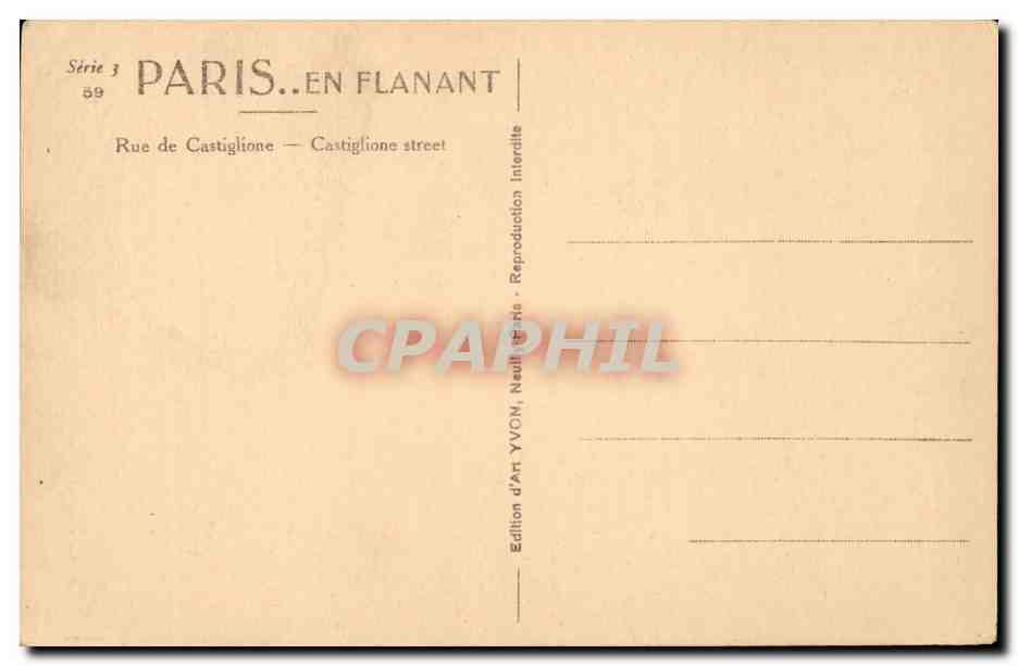 Paris - 1 Rue de Castiglione - CPA  — Verso