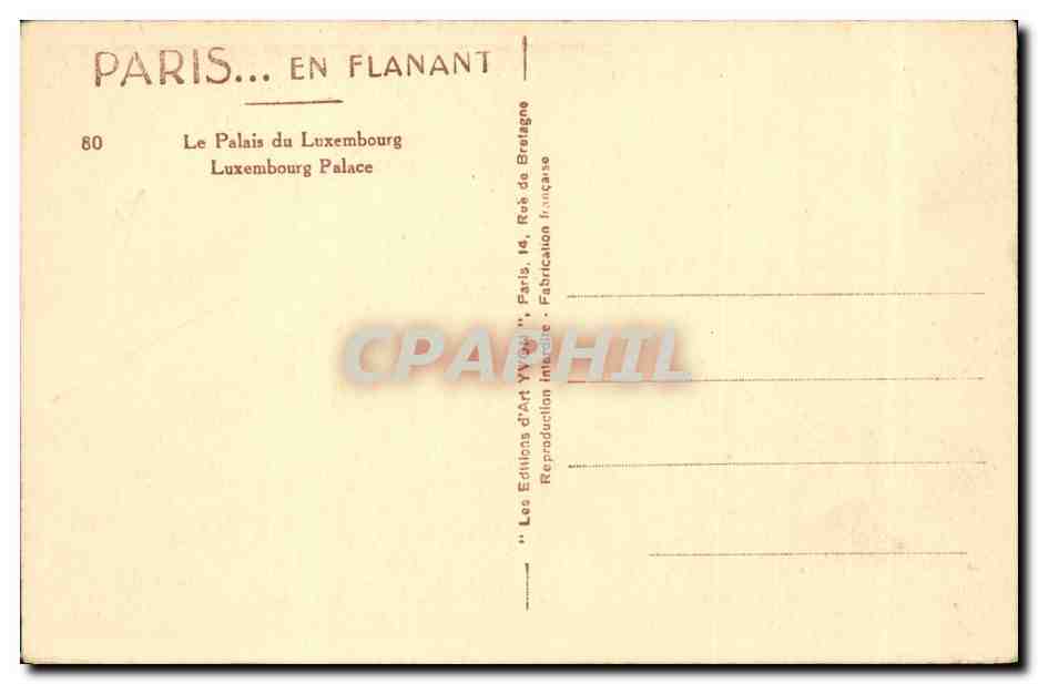 Paris - 6 - Le Palais du Luxembourg - CPA  — Rückseite