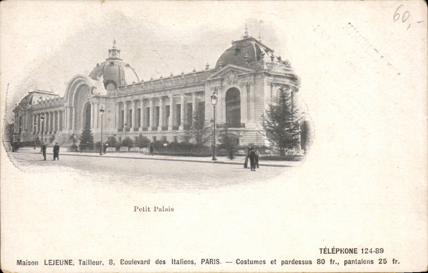 Paris - 8 - Petit Palais - CPA (publicite au dos Lejeune Tailleur Bd des italiens 8eme)