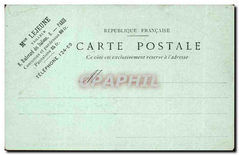 Paris - 8 - Petit Palais - CPA (publicite au dos Lejeune Tailleur Bd des italiens 8eme) — Verso