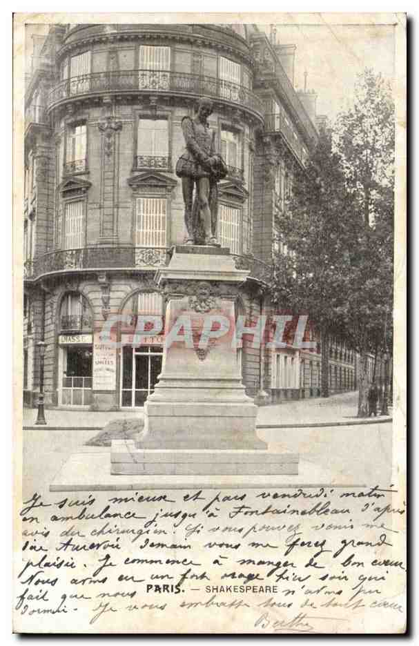 Paris - 5 - Statue de Shakespeare - CPA 
