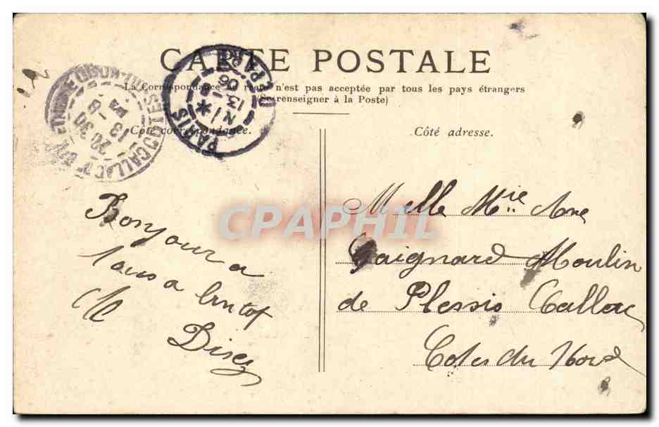 Paris - 8 - La Madeleine - CPA  — Verso
