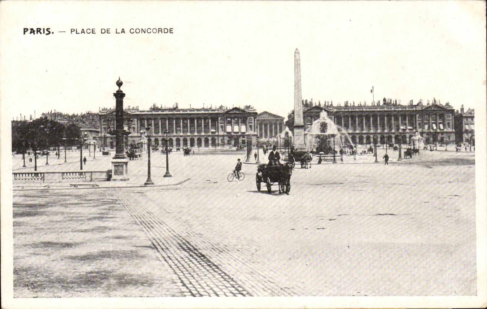 Paris - 8 - Place de la Concorde - velo - cheval - horse - CPA 