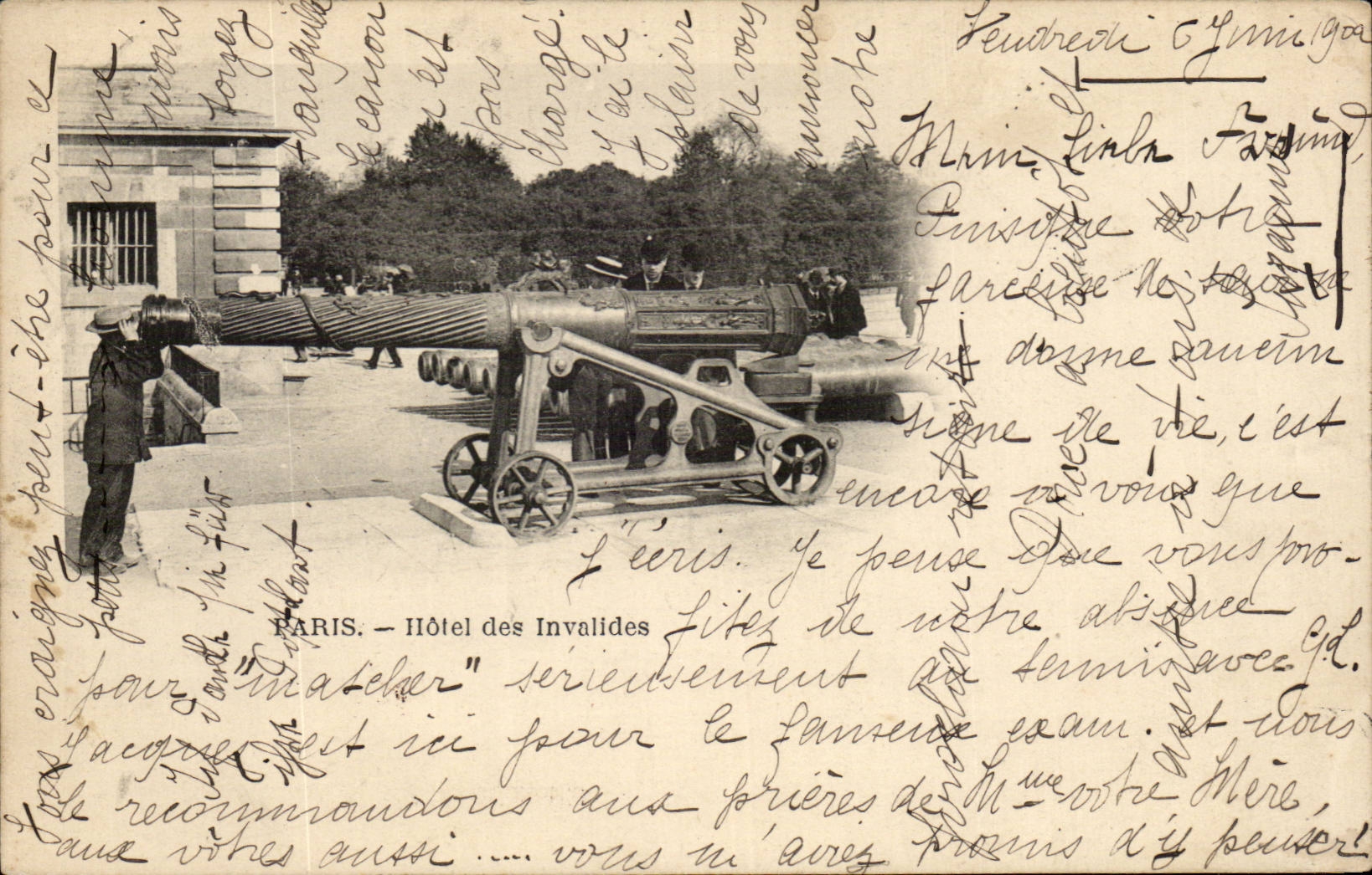 Paris - 7 - Hotel des Invalides - canon - funny card - CPA 