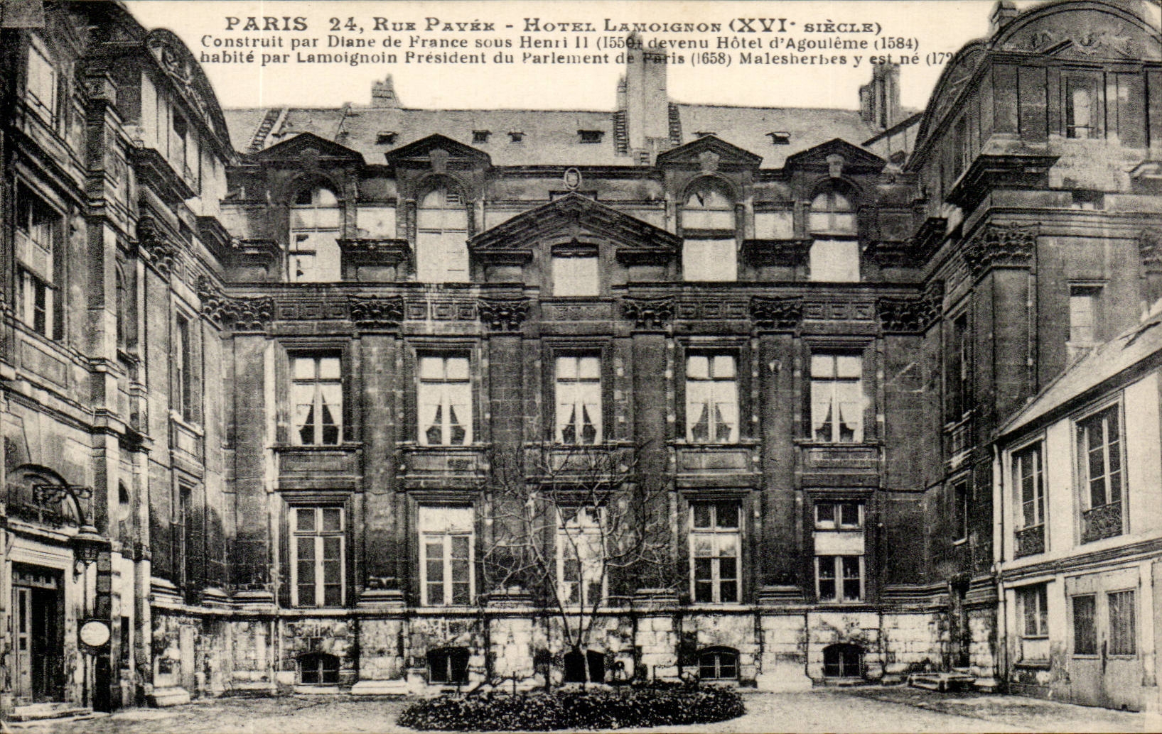Paris - - 24 rue Pavem - Hotel Lamoignon - CPA 