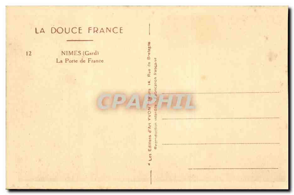 La Porte de France — Nîmes (Gard) — Les Éditions d'An Yvon — Rückseite
