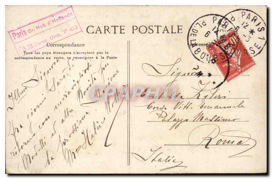 Paris - 1 - Place de Hotel de Ville et Rue de Rivoli - cheval - horse - CPA  — Rückseite