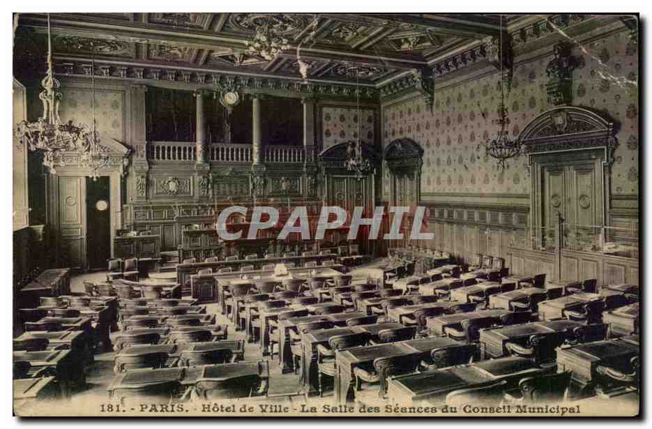 Paris - 4 - Hotel de Ville - La Salle des Seances du Conseil Municipal - CPA 