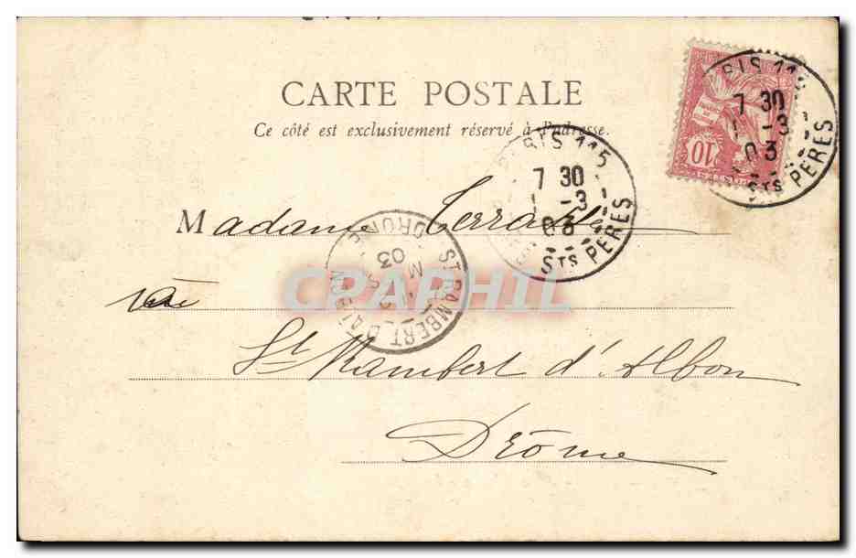 Paris - 8 - Parc Monceau - Les Ruines - 1903 CPA  — Rückseite