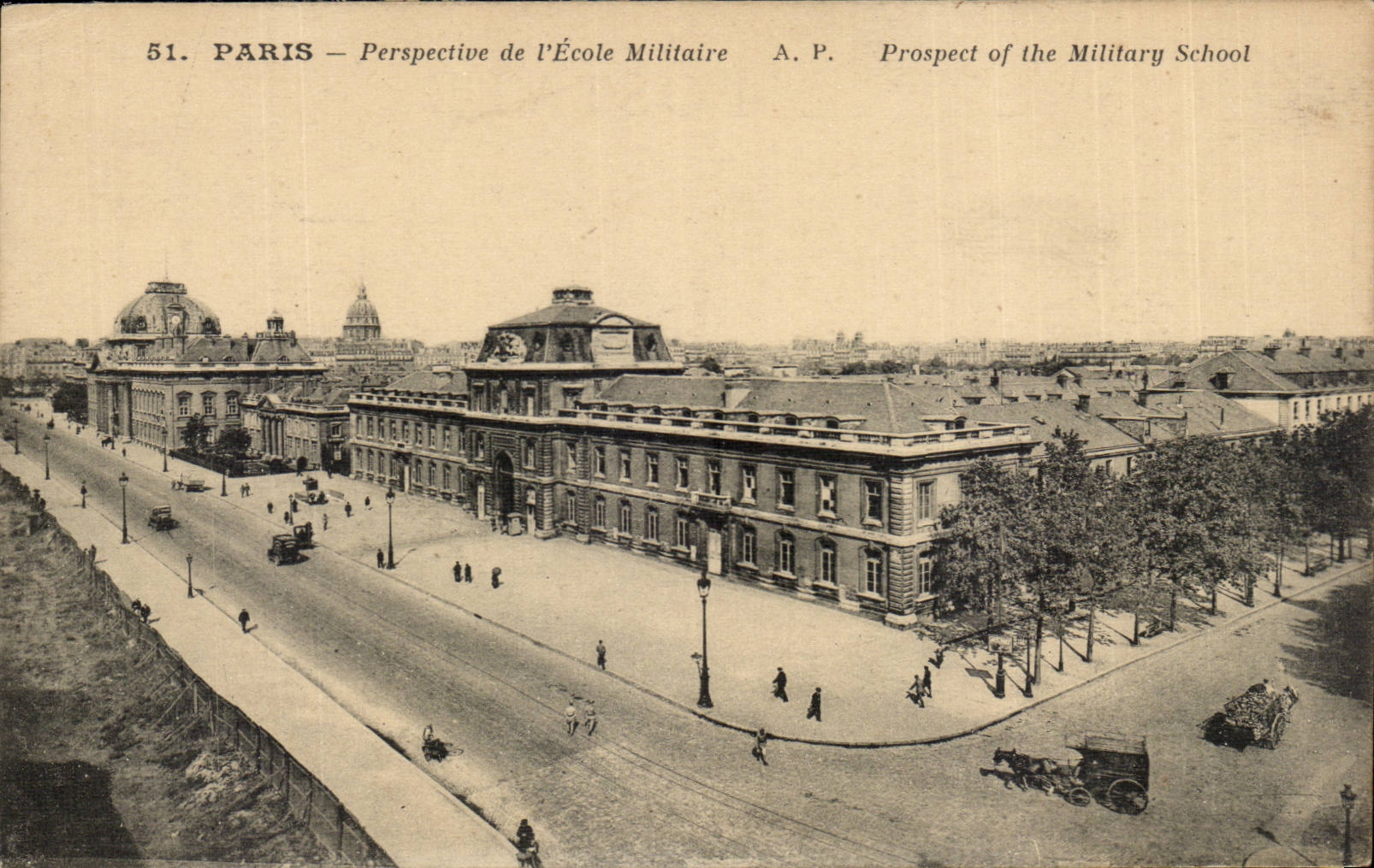 Paris - 7 - Perspective de l'Ecole Militaire - Military School CPA 