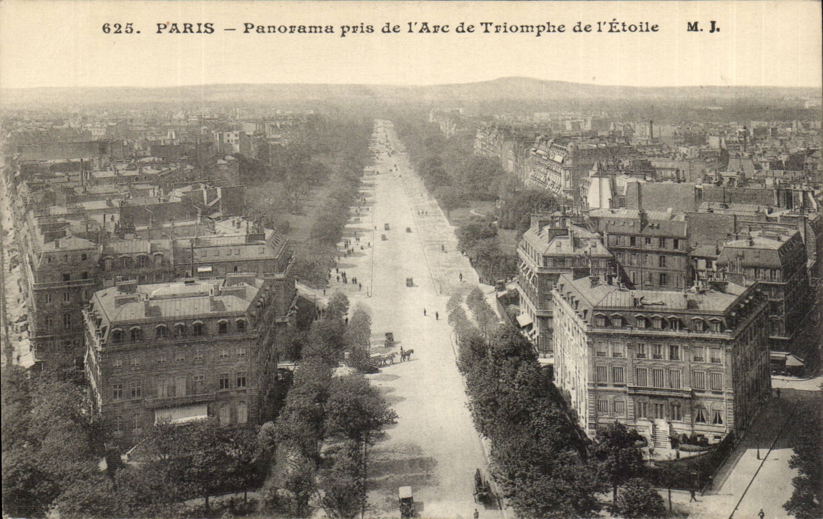 Paris - 8 - Panorama de L'Arc de Triomphe et L'Etoile CPA 