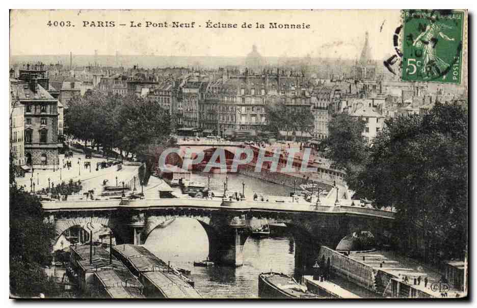 Paris - 1 - Pont Neuf - Ecluse de la Monnaie CPA 