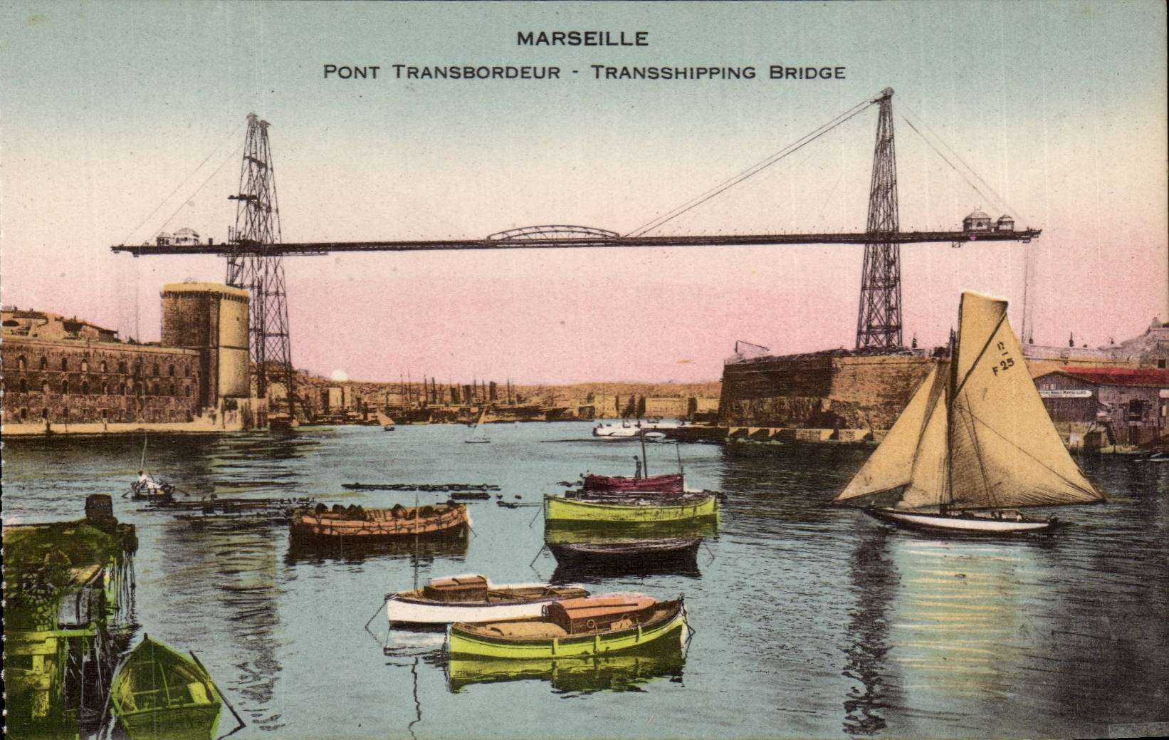Marseille - Pont Transbordeur - bateau - boat - bridge - CPA 