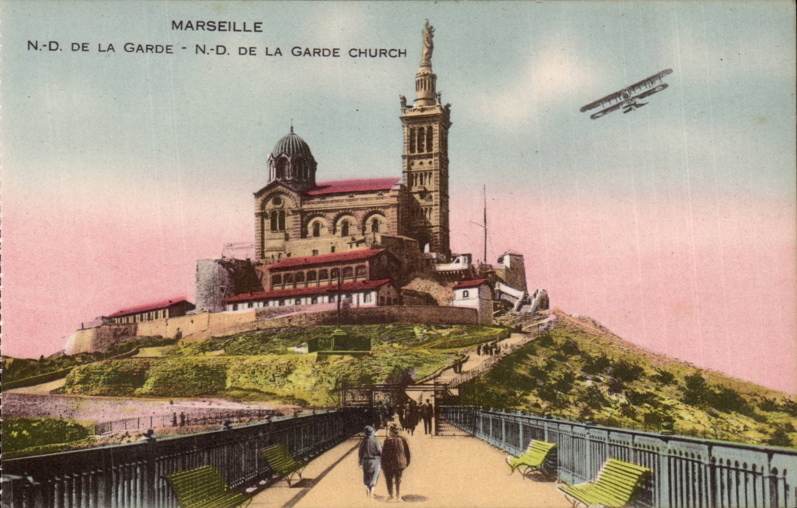 Marseille - Notre Dame de la Garde - avion - airplane - CPA 