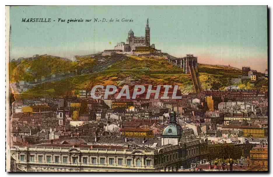 Marseille - Vue Generale sur Notre Dame de la Garde - painting - art - CPA 
