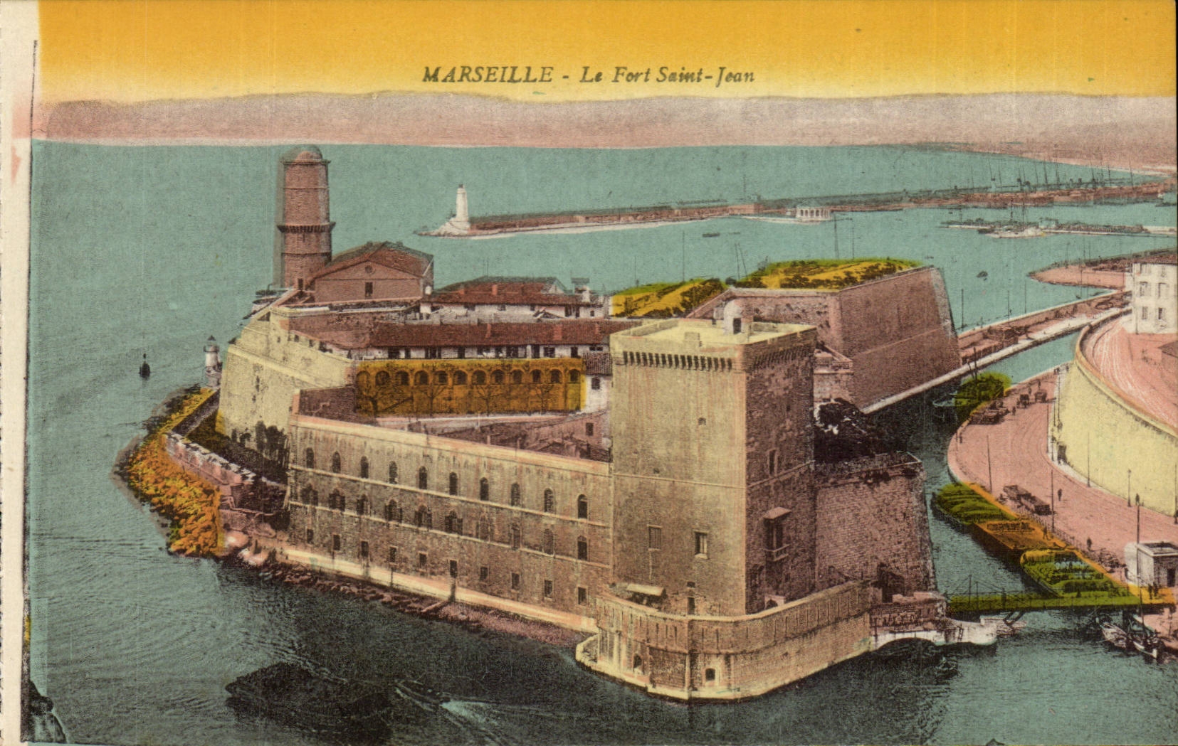 Marseille - Le Fort Saint Jean - tableau - painting - art - CPA 