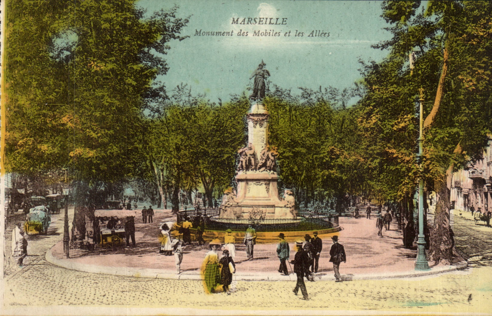 Marseille - Monument des Mobiles et les Allees - tableau - painting - art - CPA 