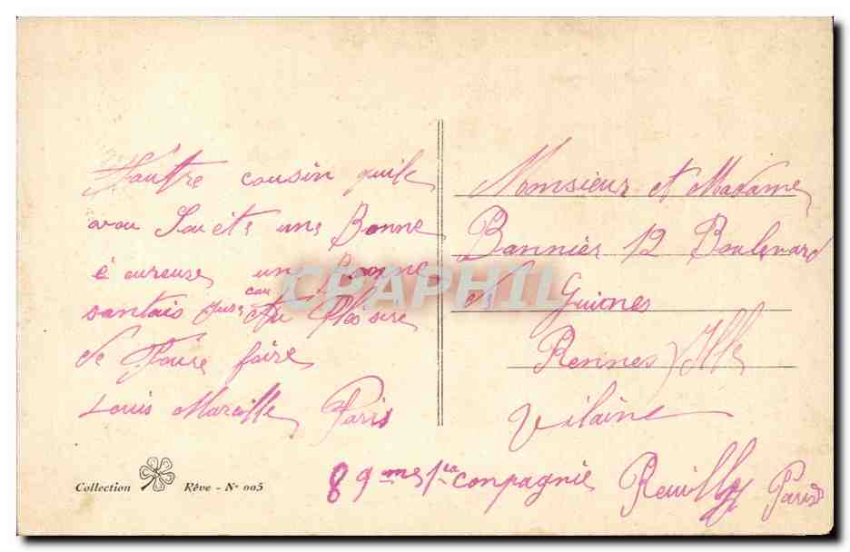 Fleurs - Flowers - Flowered Wreath and country scene - CPA  — Verso