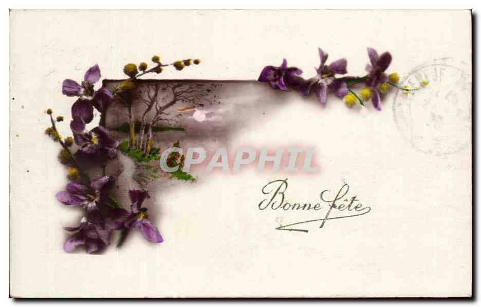 Fetes - Bonne Fete - Houx - holly - CPA 