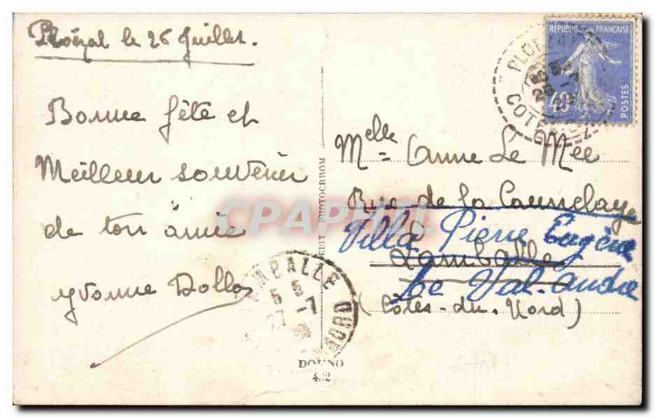 Fetes - Bonne Fete - Houx - holly - CPA  — Rückseite