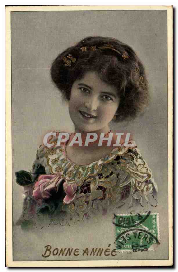Jeune femme souriante — Bonne Année — éditeur Imp. 2135