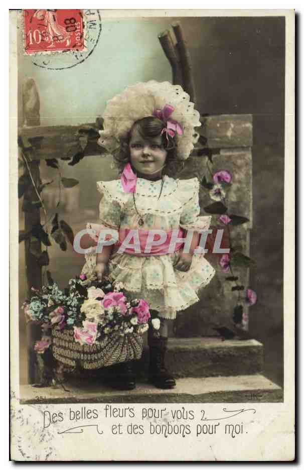 Fantaisie - Enfants - Little girl in lace dress - CPA 