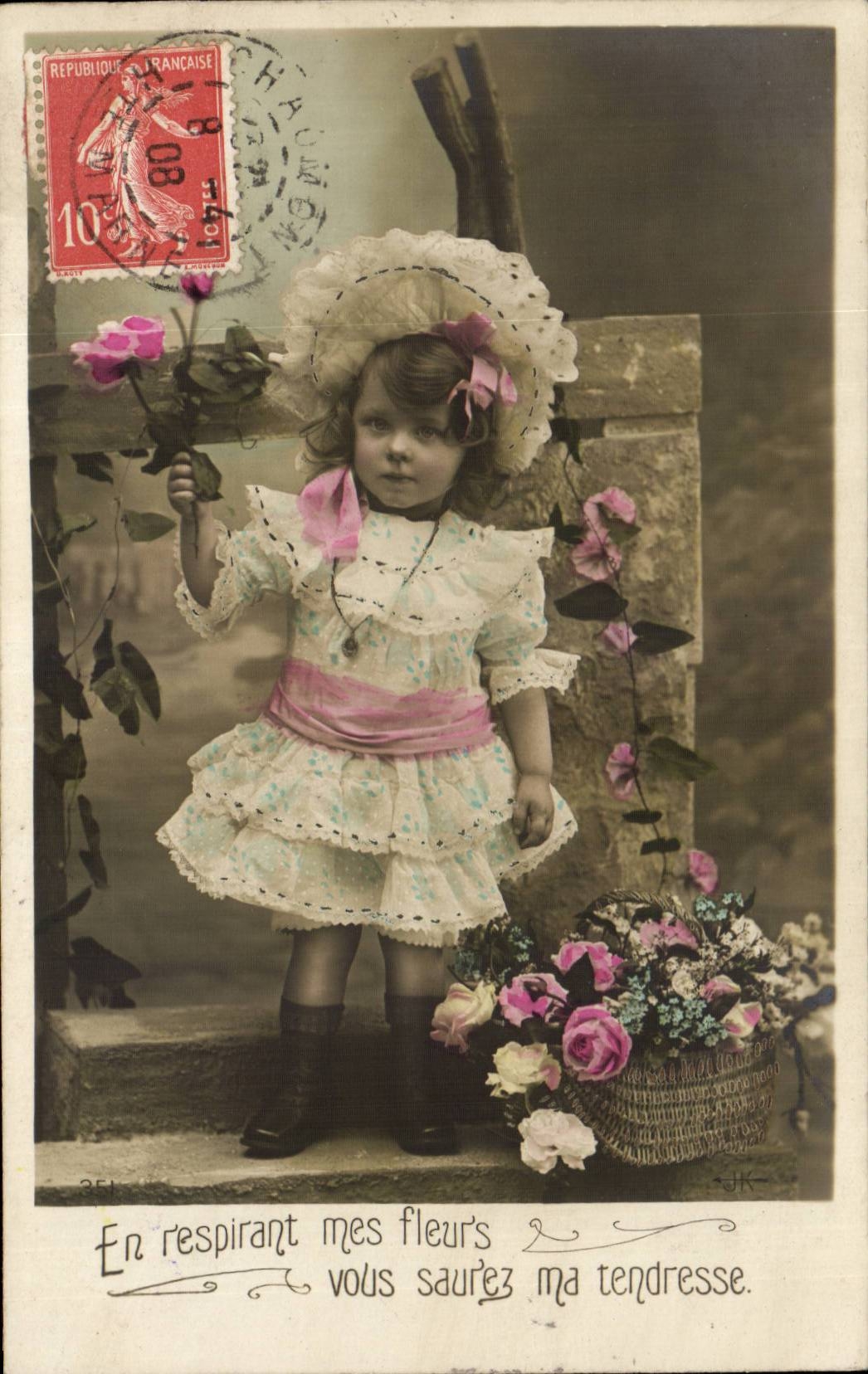 Fantaisie - Enfants - Little girl in lace dress - CPA 