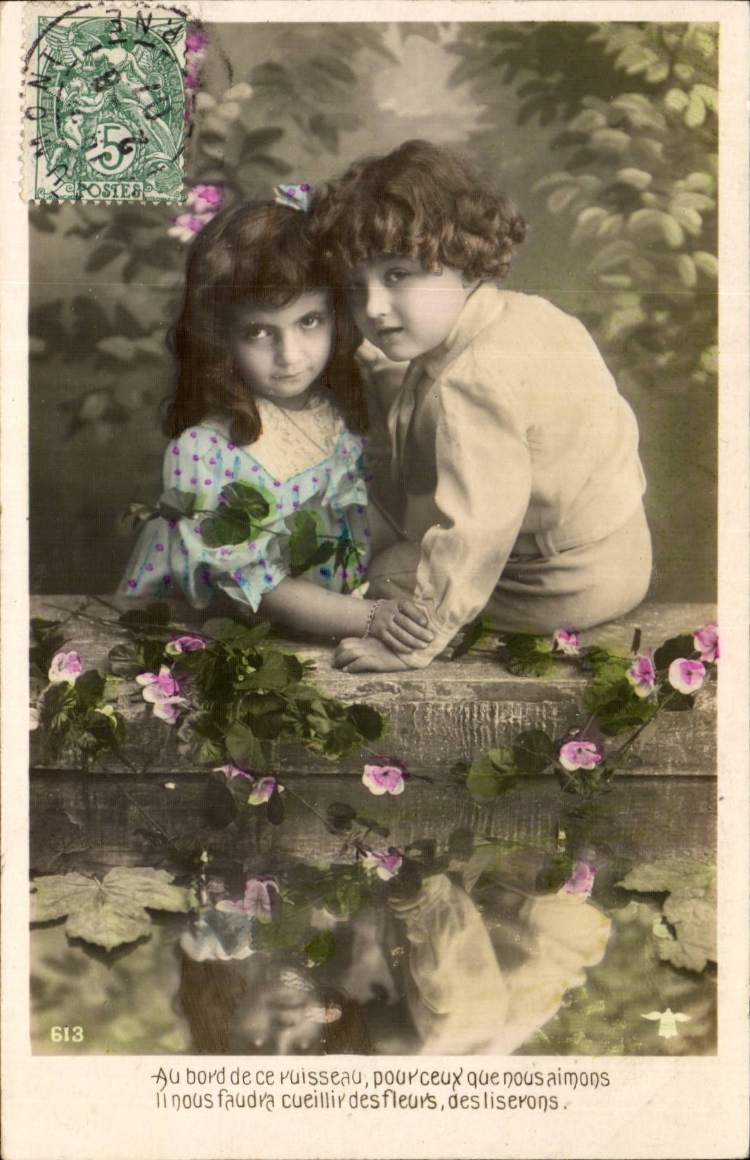 Fantaisie - Enfants - Two lovely little children - CPA 