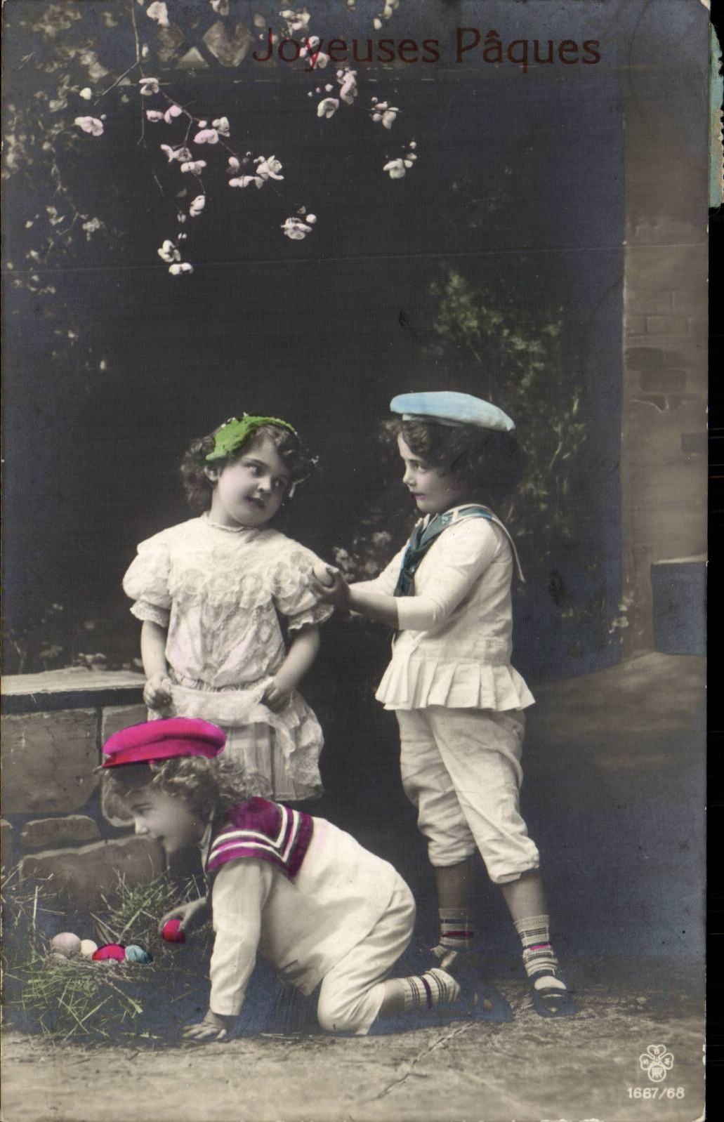 Fantaisie - Enfant - 3 children at play - CPA 