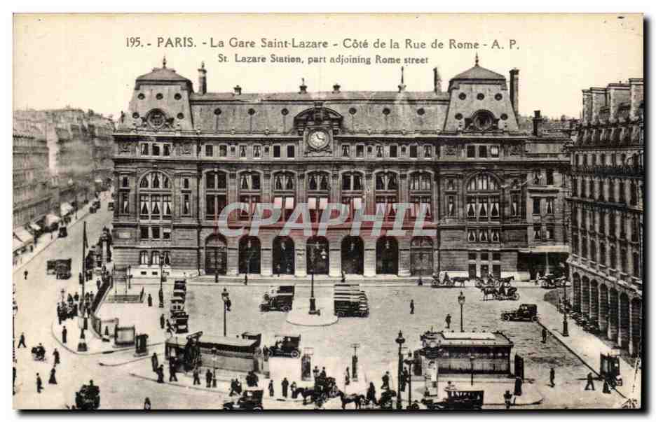 Paris - 8 - La Gare St Lazare - Cote de la Rue de Rome - CPA 