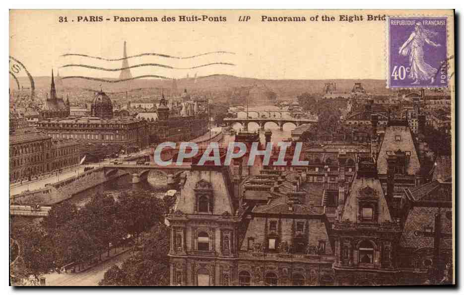 Paris - Panorama des Huit Ponts - CPA 