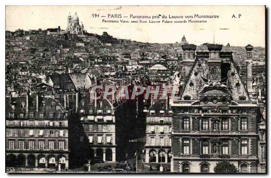 Paris - 1 - Panorama pris du Louvre vers Montmartre - CPA 