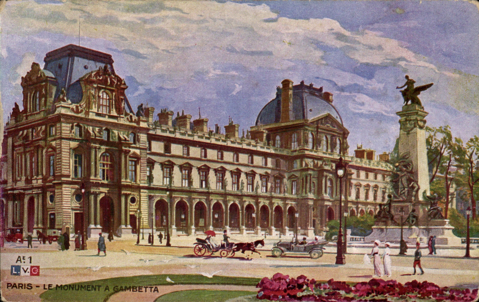 Paris - 1 - Le Monument a Gambetta - tableau - painting - art - CPA 