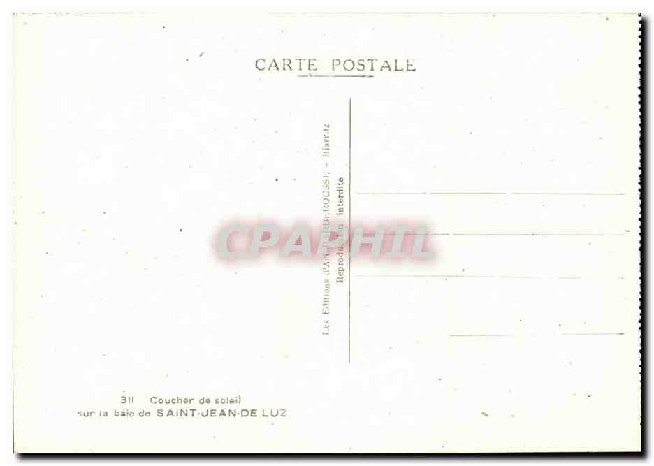 Saint Jean de Luz - Coucher de Soleil - CPA  — Verso
