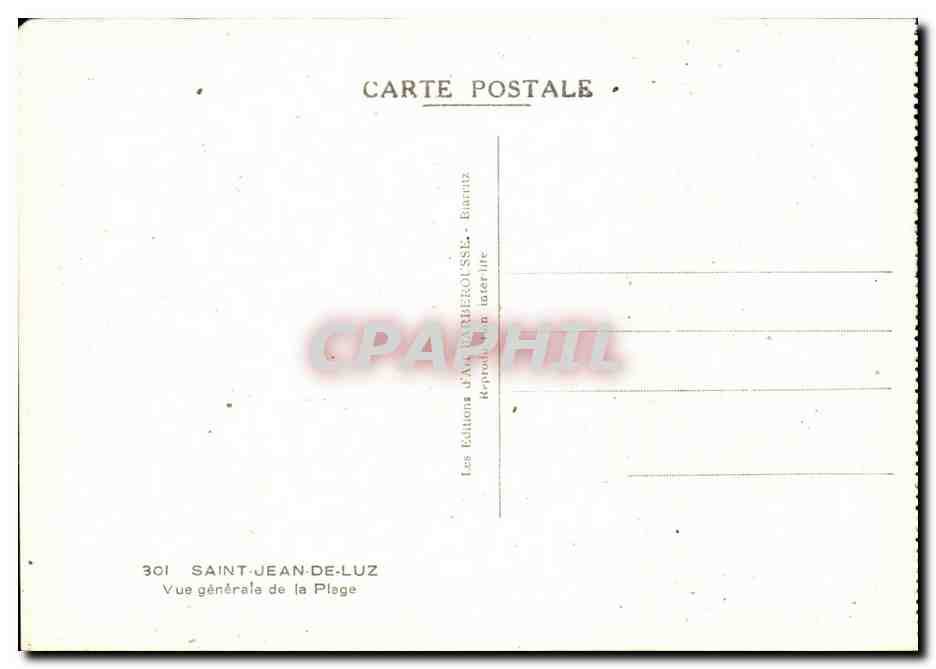 Saint-Jean-de-Luz — General View of the Beach — Barbier-Ossès Art Editions, Biarritz — Back