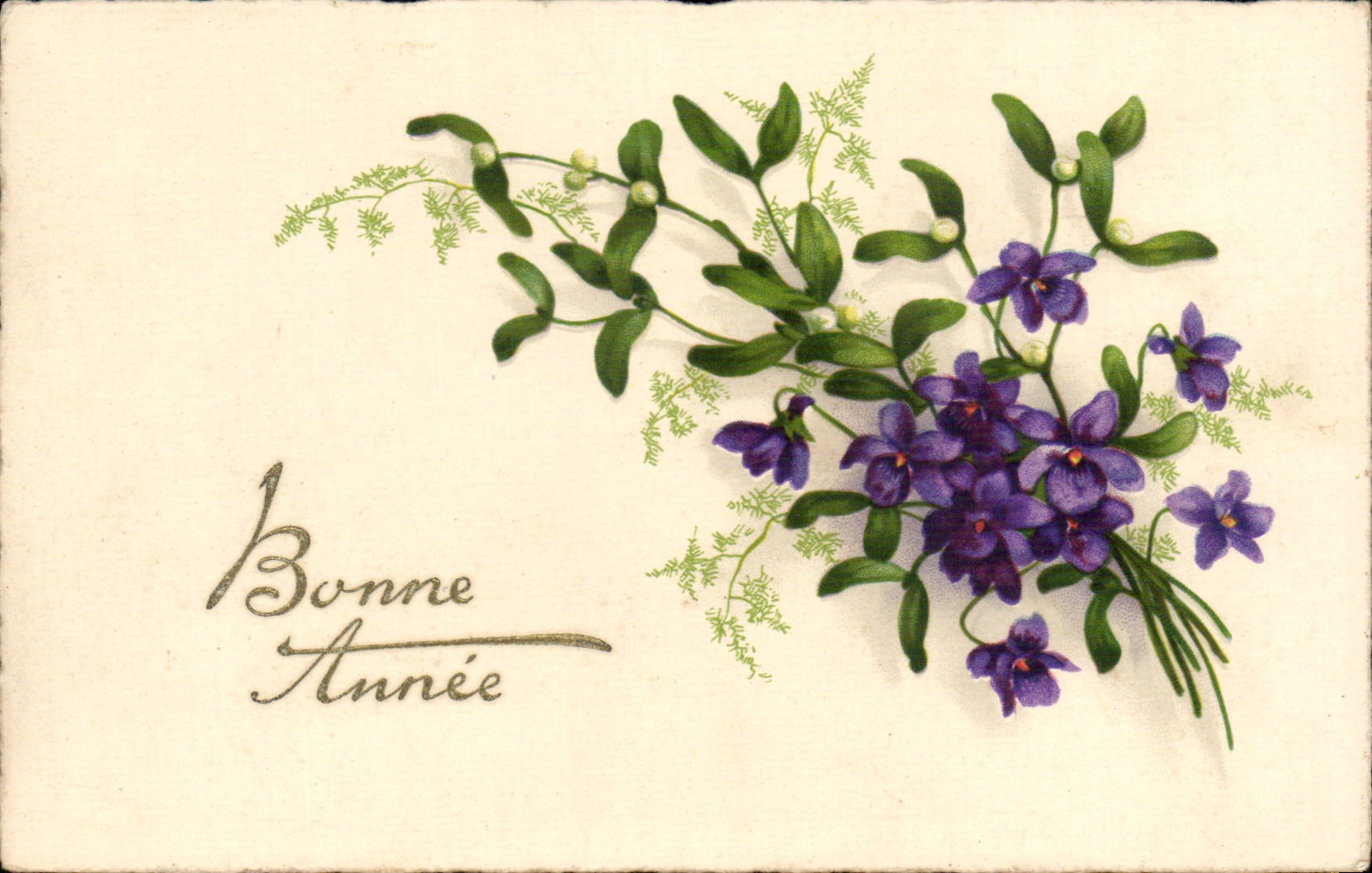 Fetes - Bonne Anne - houx - holly - CPA 