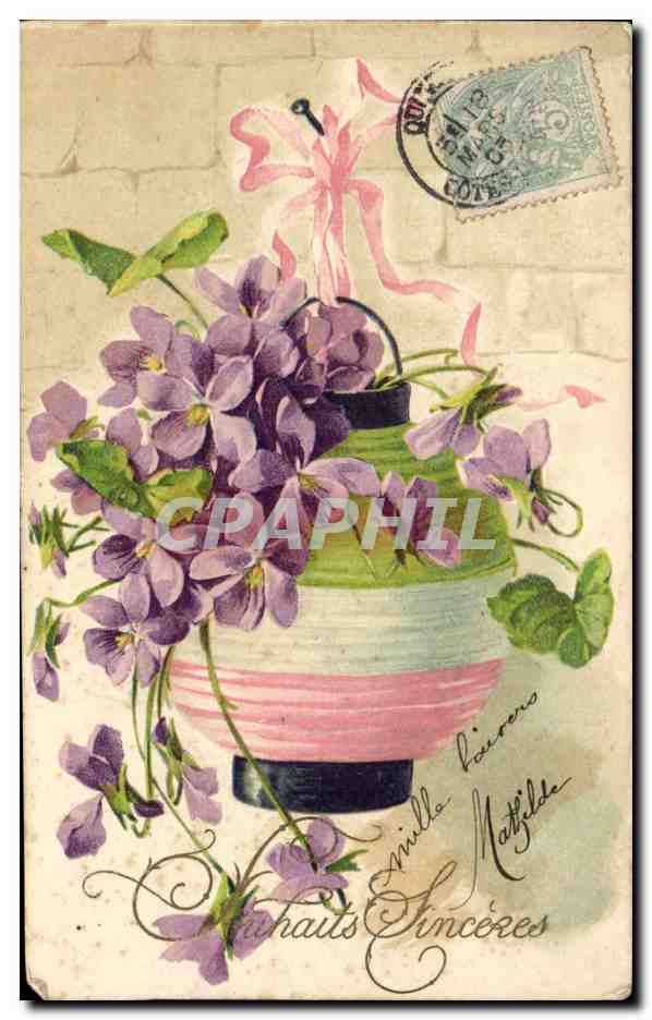 Fleurs - Vase of Flowers - CPA 