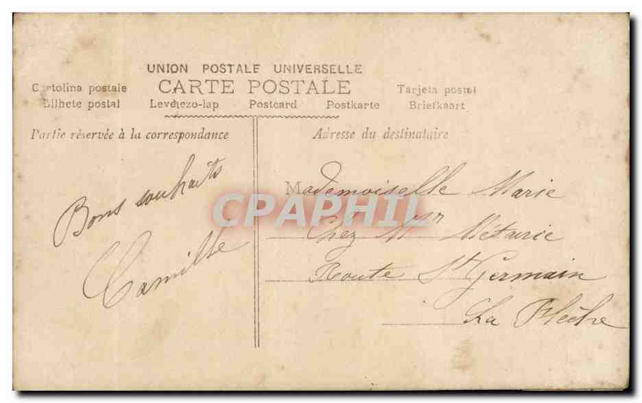 Femme en chapeau à fleurs — Heureuse Fête — série 74-1, éditée par CPAPHIL — Verso