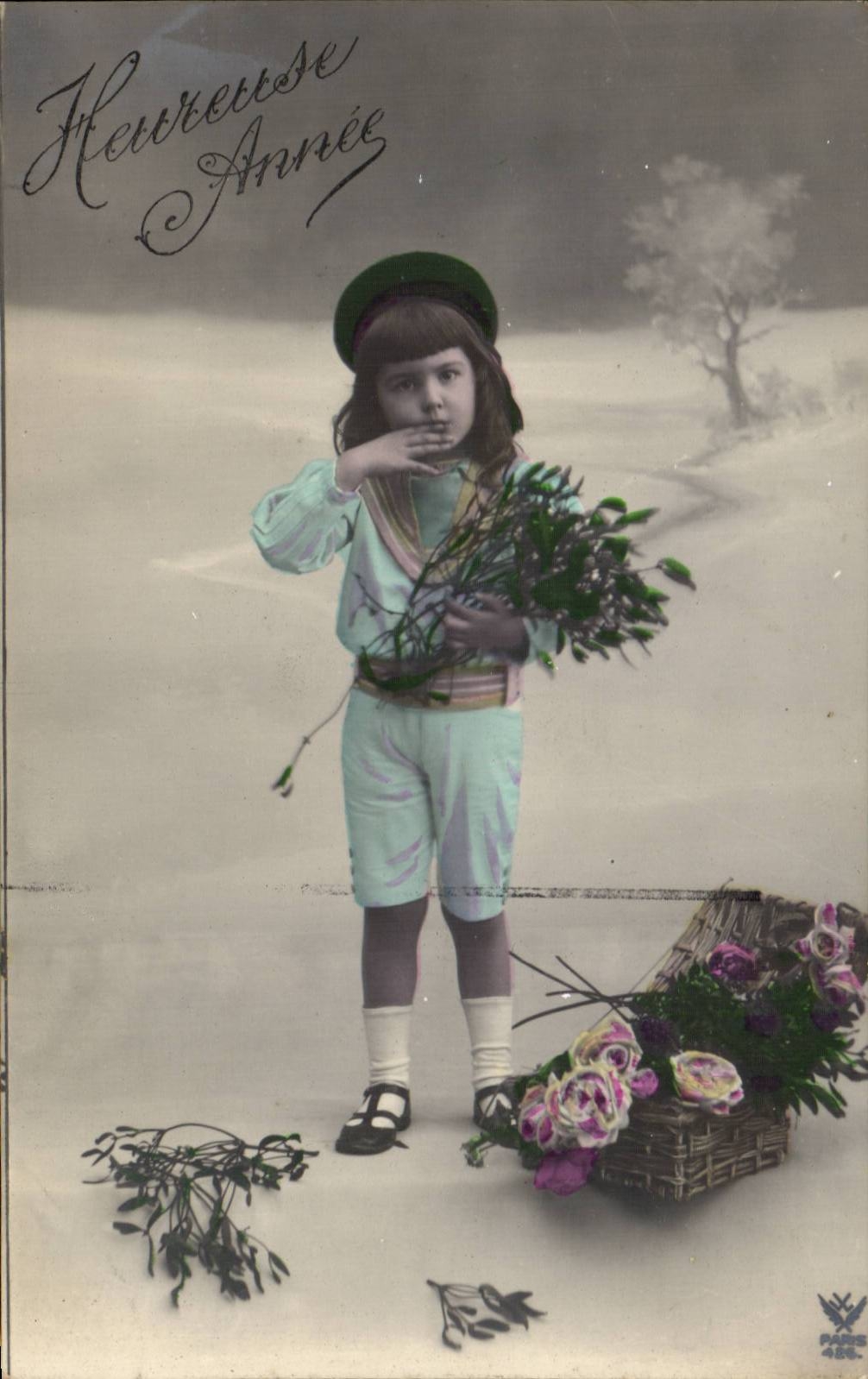 Fantaisie - Enfant - Heureuse Annee - Little girl in winter hat - CPA 