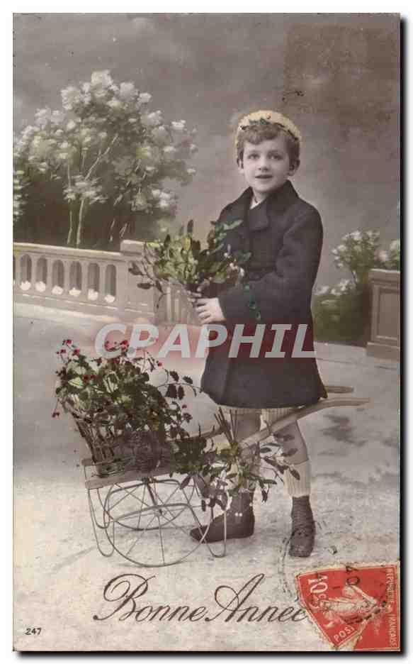 Fantaisie - Enfant - Bonne Annee - Little girl in winter setting - CPA 