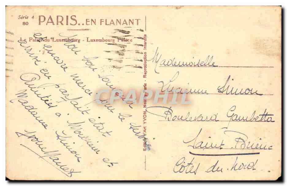 Paris - 6 - Palais du Luxembourg - CPA  — Rückseite